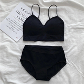 氧气少女纯色运动内衣女套装 无钢圈聚拢文胸美背柔软透气螺纹抹胸