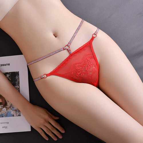 情感丁字裤女纯色锦纶无痕T裤一