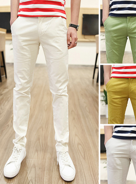 纯棉休闲长裤男士修身小脚裤子2025新款韩版潮流纯色弹力布裤春夏