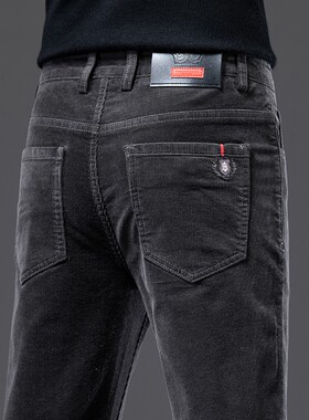 灯芯绒男裤子2025新款春季长裤直筒修身春秋款条绒商务男士休闲裤