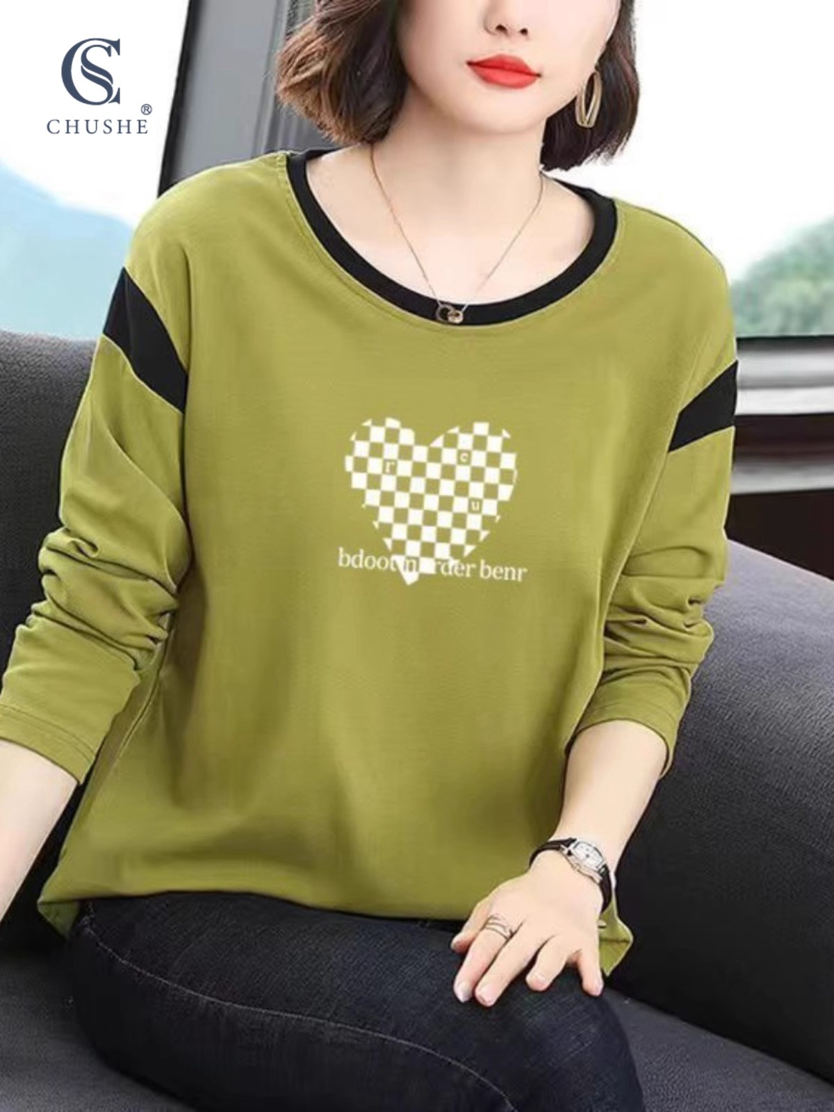 潮流长袖t恤打底衫女2025新款内搭卫衣外穿中年妈妈大码印花上衣