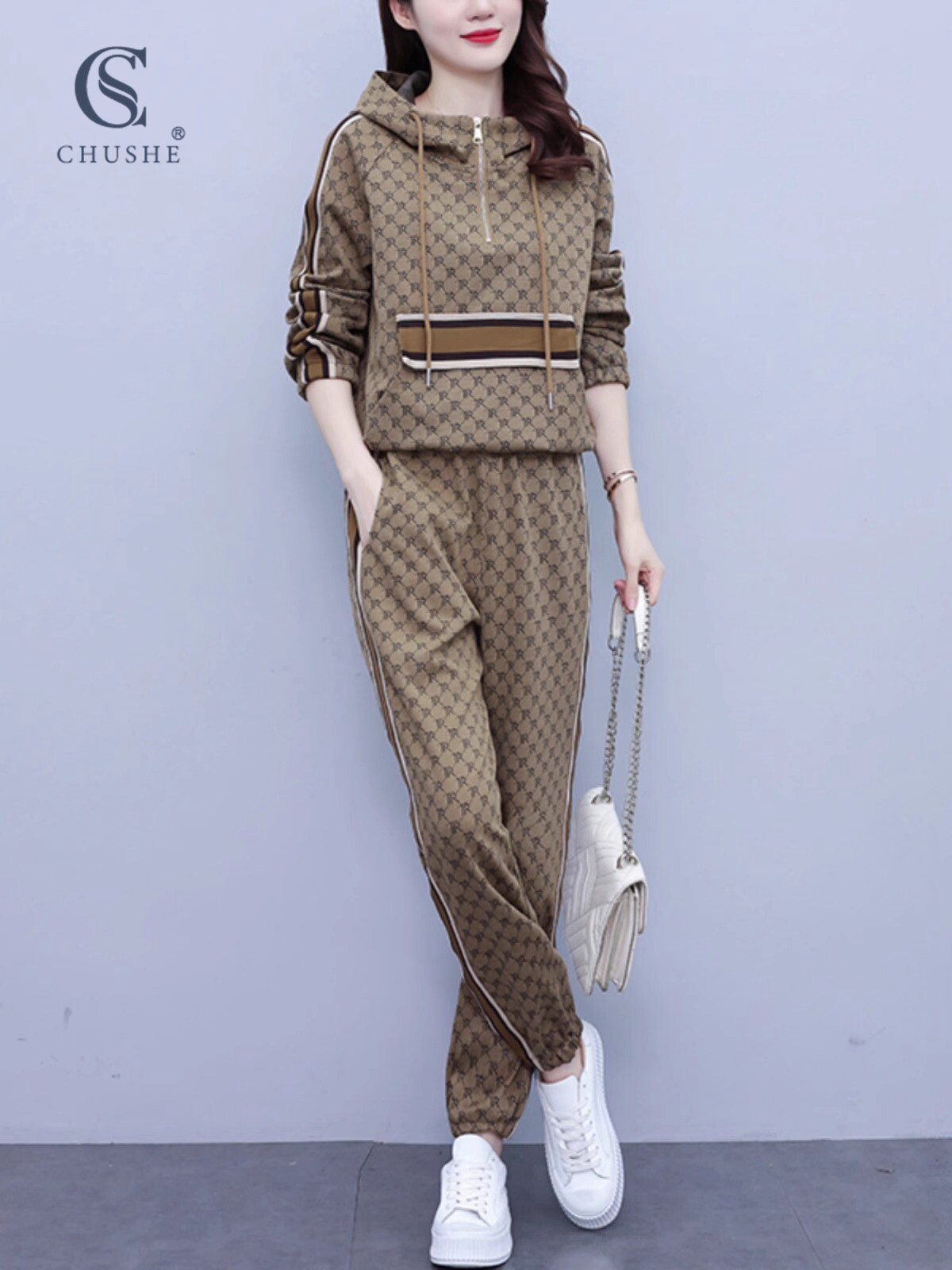 2025新款大码休闲运动套装女士春装时尚洋气显瘦卫衣春秋季两件套