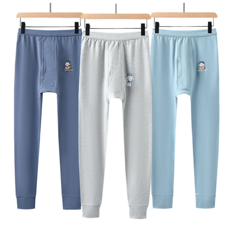 保暖内衣男士秋裤男款纯棉青少年大学生毛裤线裤全棉打底裤薄款