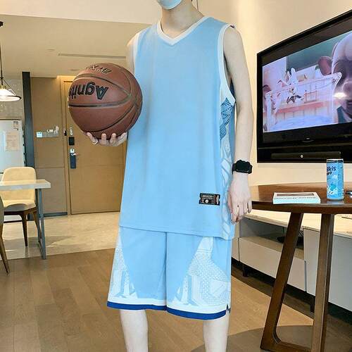 篮球服套装男冰丝速干V领