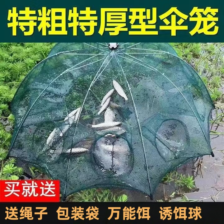 鱼网笼折叠虾笼地网虾网不出只进渔网笼网鱼神器黄鳝泥鳅笼伞型笼