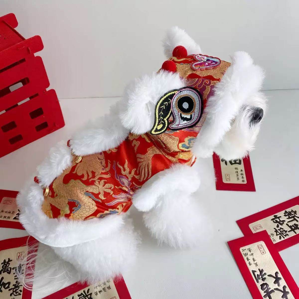 狗狗新年衣服舞狮加厚保暖