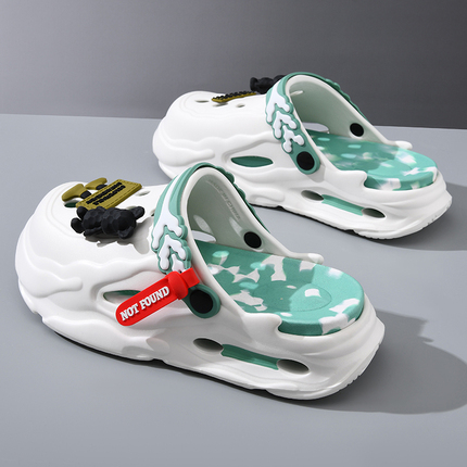 Croc Shoes Men's Trendy Summer New Outdoor Thick-Soled Slippers soft sole Dual-Purpose Beach Casual Sandals for Boys