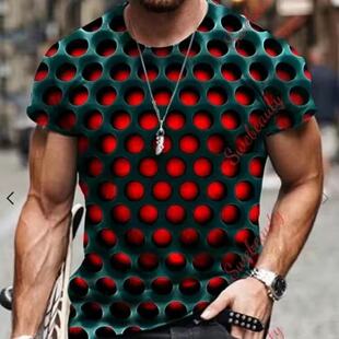 2025夏季新款亚马逊欧美风时尚印花男t恤,街头潮人复古3d数码显瘦