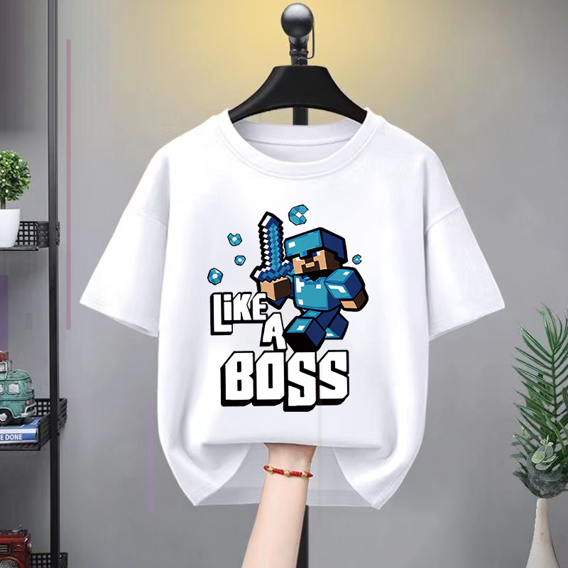 我的世界Minecraft沙盒游戏 当个创世神 麦块重磅纯棉短袖T恤衣服