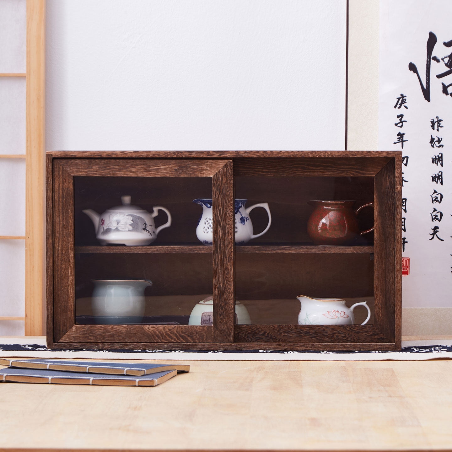实木茶具收纳盒桌面置物架收纳柜移门茶叶柜防尘玻璃推拉门茶杯柜,餐饮具,茶道/零配,淘宝优惠券,粉丝福利购,淘宝优惠卷