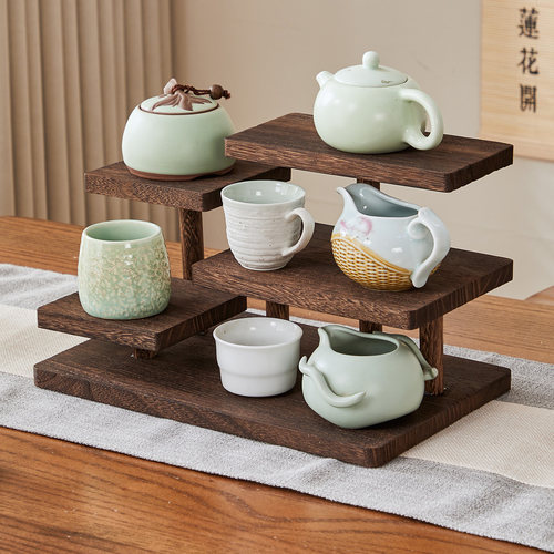 实木茶杯架茶具护肤品收纳架
