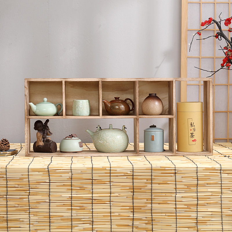 实木茶杯架茶具收纳架小博古架多宝阁摆件茶棚桌面置W物架挂墙壁