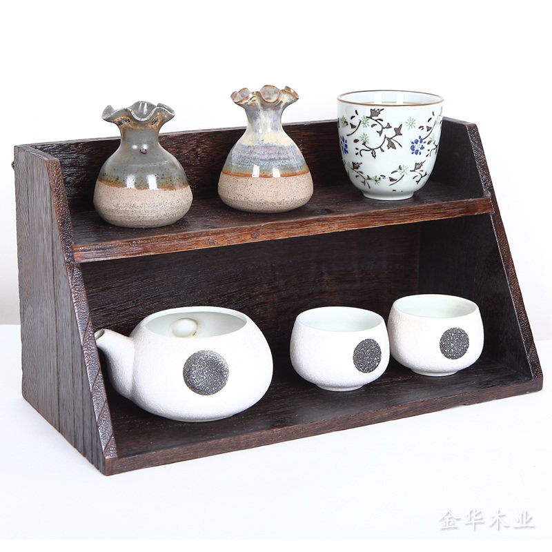 实木茶壶博古架壁挂式多宝格茶棚图片