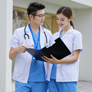 医院实验室用白大褂医生护士外套透气吸湿排汗工作服医护服短袖