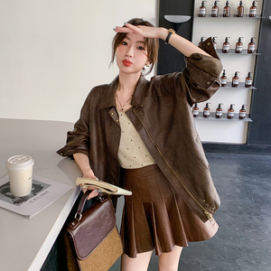 2025春秋新款复古机车皮衣夹克外套女A9025/P145/K198图片