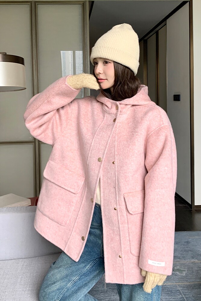 冬季新款双面羊绒大衣女韩系宽松外套A7101-P265-K378,女装毛呢外套,2C268