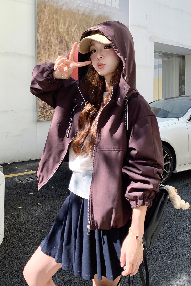 紫色超好看连帽外套女2026时尚棒球服夹克A565P140K198,女装短外套,2C268