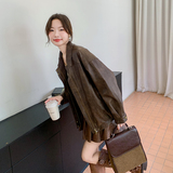 2025春秋新款复古机车皮衣夹克外套女A9025/P145/K198，女装短外套，2C268