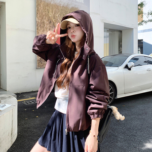 紫色超好看连帽外套女2026时尚棒球服夹克A565P140K198图片