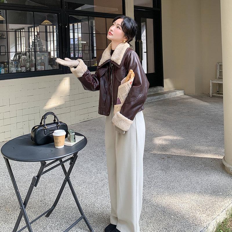 大货安可拉红皮衣外套女冬季皮毛一体A7116P195K298,女装短外套,2C268