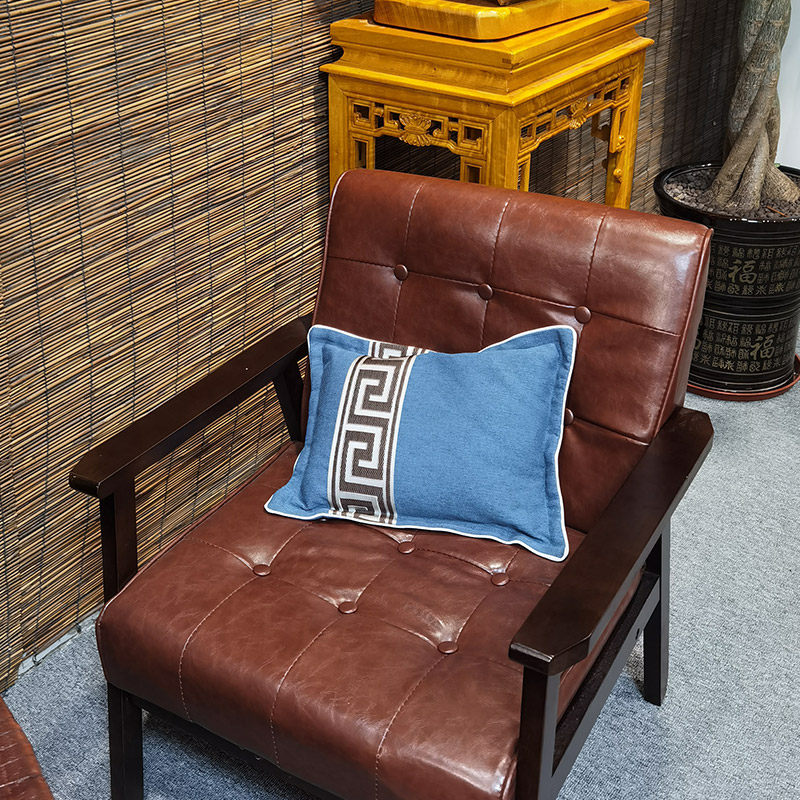 金丝楠木粉枕头新中式腰靠枕古典中国风抱枕套可拆洗床头靠枕