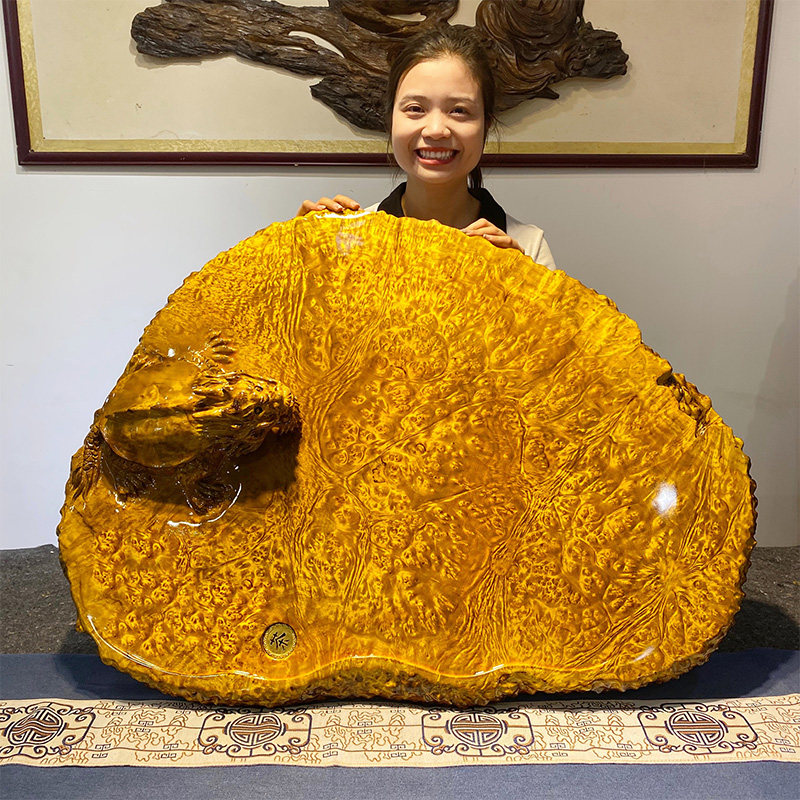 整块缅甸黄金樟实木茶盘满瘤花金丝楠木原木树根老料茶具茶台茶桌