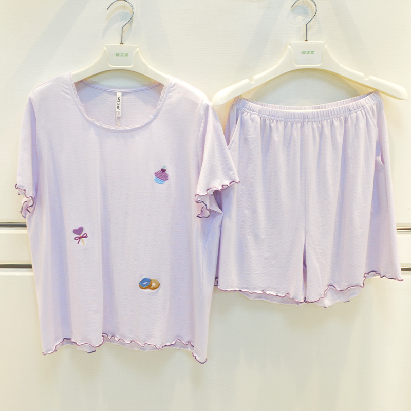 卡通可爱短袖短裤青年家居服图片