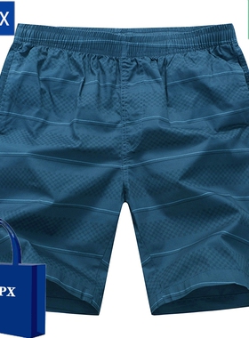 AMPX蓝色条纹短裤男休闲沙滩裤个性运动五分裤潮牌青年宽松大码