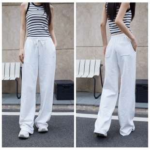 CHESTER CHARLES 24夏季女款白色暗花垂感直筒阔腿休闲裤香港代购