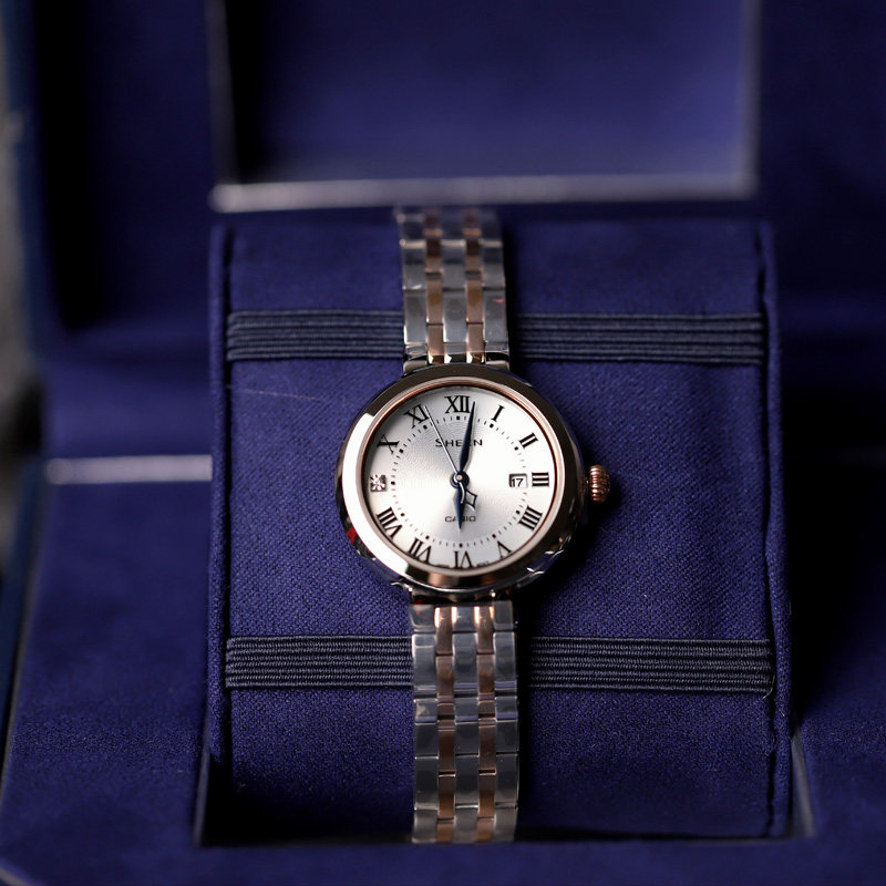 新款卡西欧SHEEN钢带守护星女士蓝宝石罗马刻度礼盒SHS-4530SPG-7