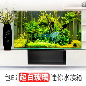惠奥小金鱼缸小型水族箱超白玻璃客厅生态水草缸 乌龟缸造景草缸