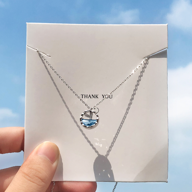 s925純銀人魚淚項鏈女韓版人魚泡沫鎖骨鏈學生日韓簡約創意小清新