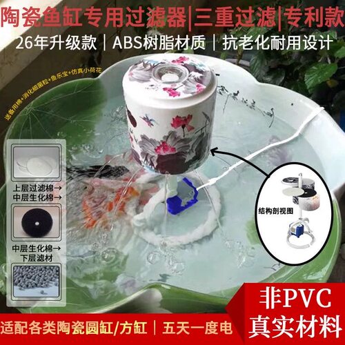 陶瓷鱼缸过滤器喷泉造景内置