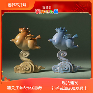 铜师傅《马上飞黄腾达》《马上青云直上》客厅铜马摆件 新年礼物