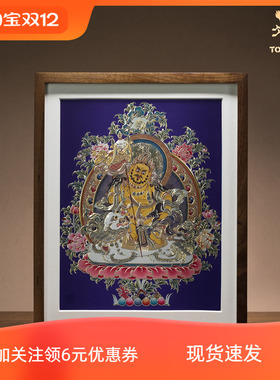 铜师傅 手工錾刻 铜雕画《财宝天王(桌面)》客厅桌面装饰画