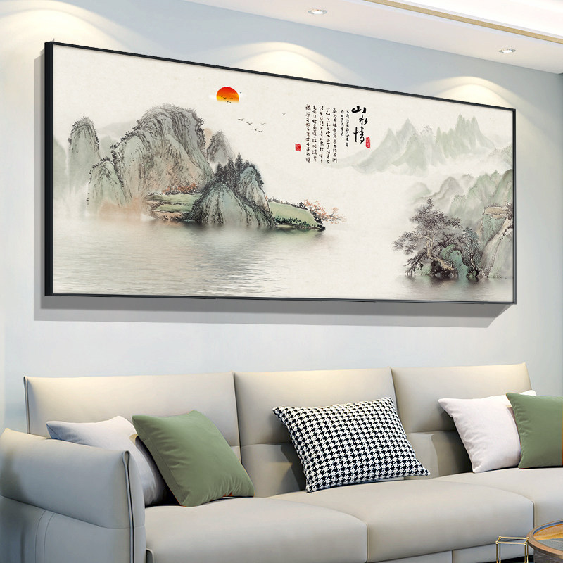 晶瓷亮面背景墙山水画大气风景画