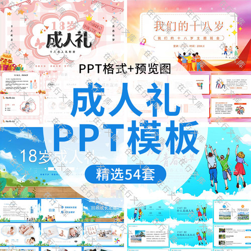 儿童十岁成长礼十八18岁成人礼仪式PPT模板青春生日电子相册ppt