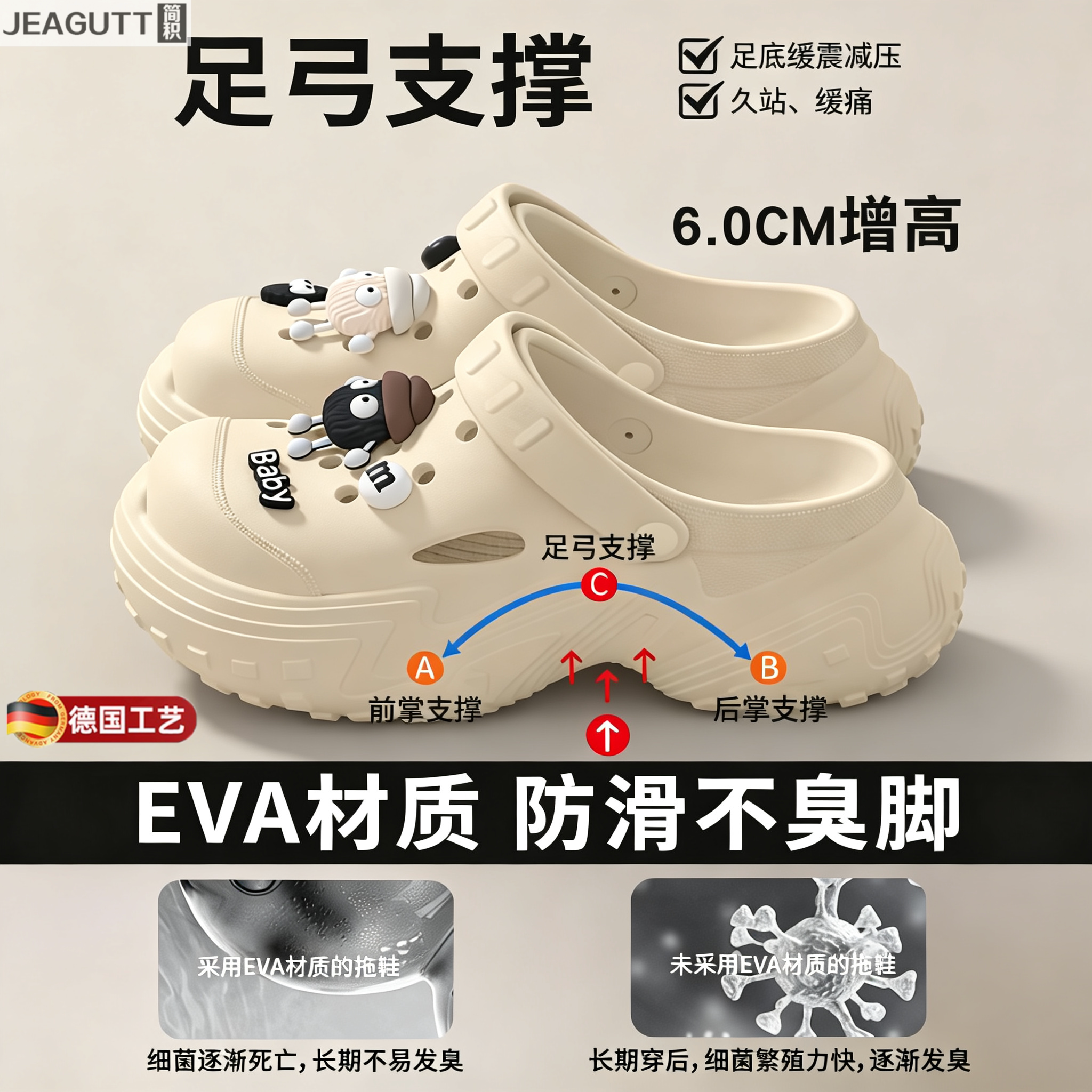 夏季女款厚底增高防滑洞洞鞋