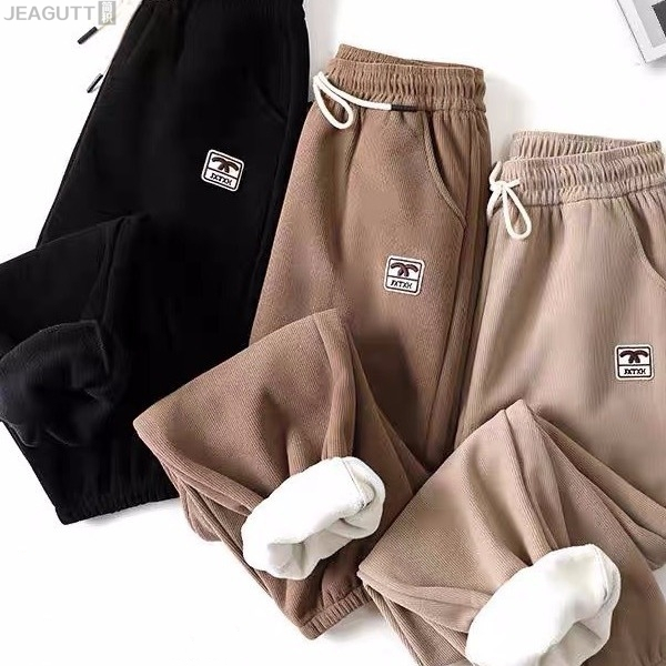 冬款奥粒绒卫裤加绒加厚宽松