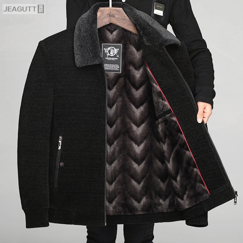 高档中年男士加绒加厚棉衣