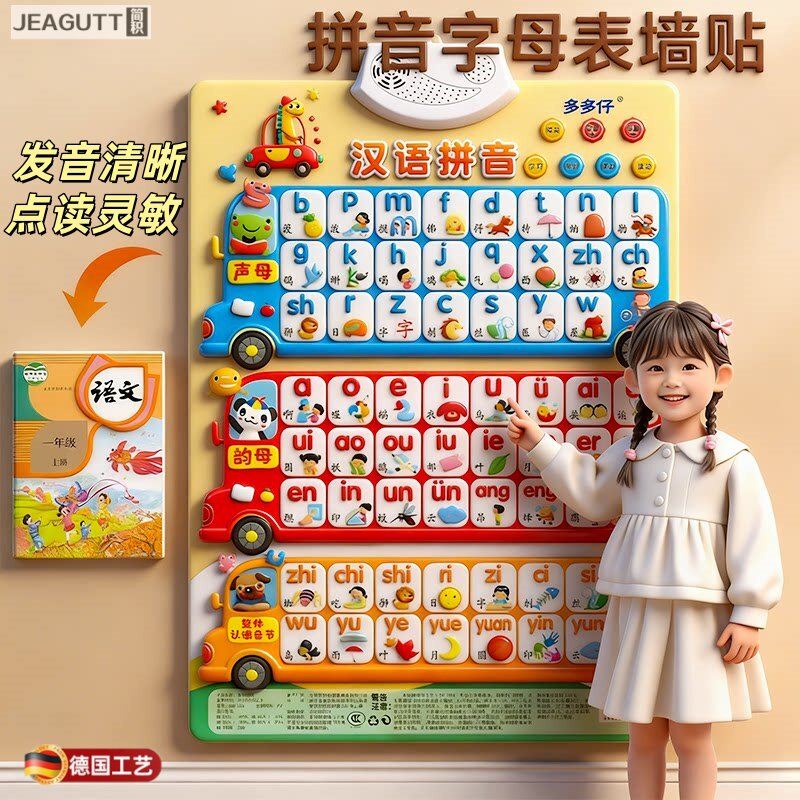 德国拼音字母墙贴有声早教挂图