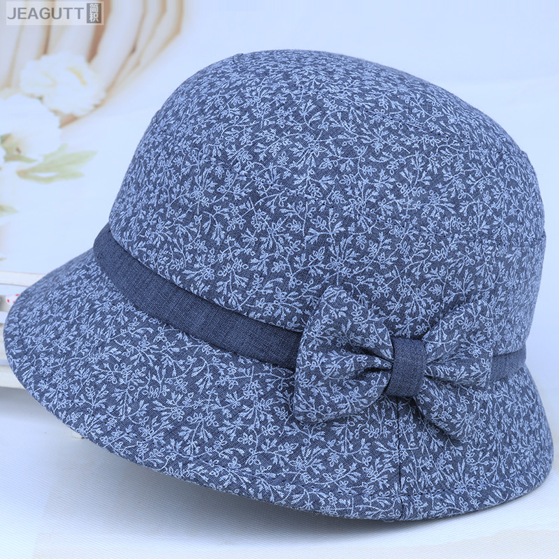 中老年人帽子女春秋天奶奶渔夫帽盆帽短檐薄款妈妈布帽防晒老人帽
