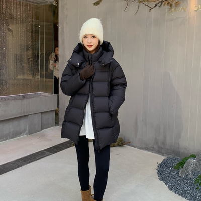 云朵泡芙羽绒服女遮臀中长款