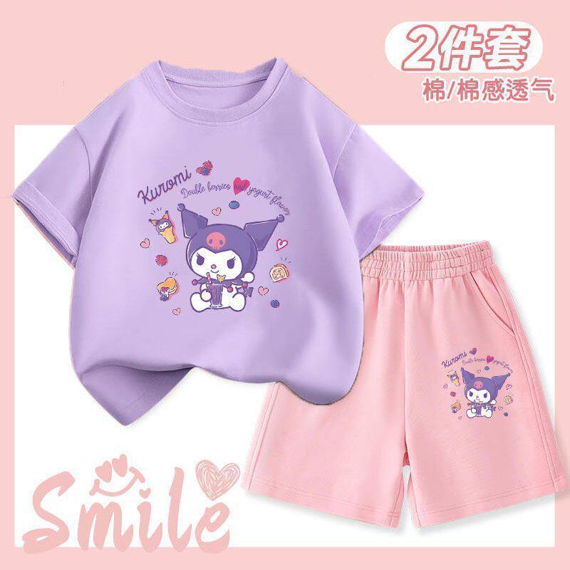 库洛米女童短裤短袖夏季套装美乐蒂中小童夏季短袖五分裤两件套潮,童装/婴儿装/亲子装,套装,淘宝优惠券,粉丝福利购,淘宝优惠卷