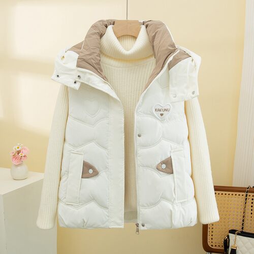可脱卸帽免洗棉服棉马甲女2025秋冬新款宽松时尚短款背心马夹外套