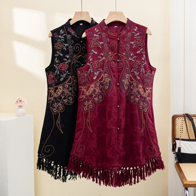 马甲女款2025新款春季中长款复古中式洋气时髦刺绣马甲背心外套