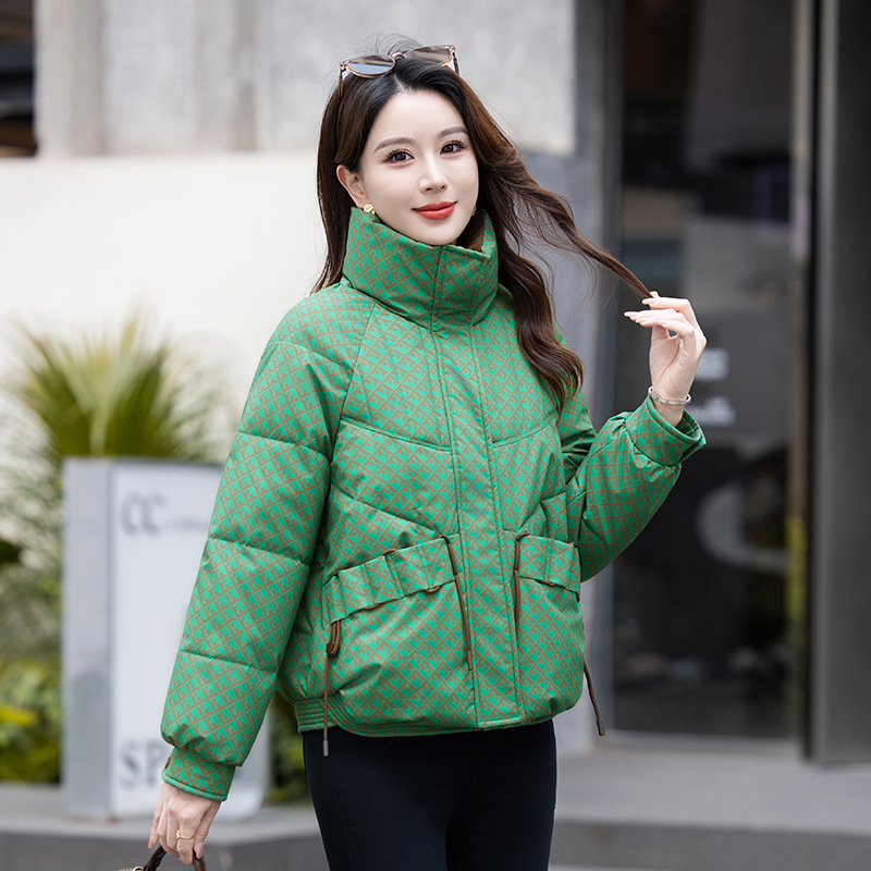 潮外套韩版宽松保暖棉袄短款棉衣时尚格子棉服女2025冬季新款