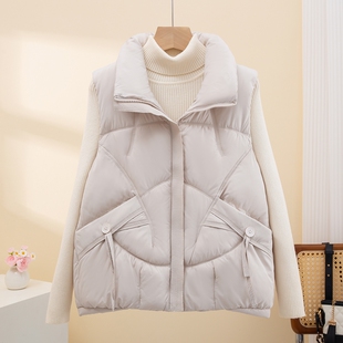 马夹百搭棉衣背心加厚外套 坎肩立领短款 棉马甲女秋冬2025新款 韩版