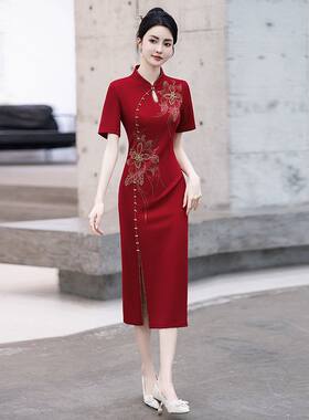高端喜妈妈旗袍2026新款端庄大气高贵喜婆婆婚宴装礼服结婚喜服夏