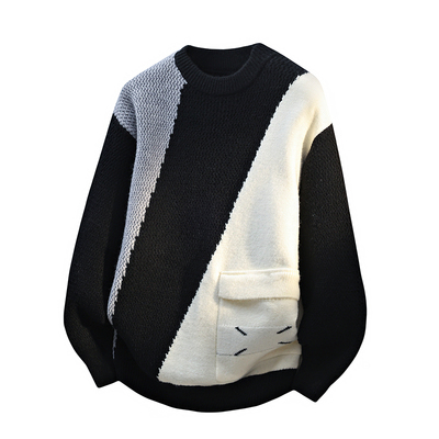 2025年秋冬新款圆领拼色针织衫
